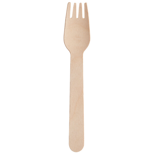 DISPOSABLE WOODEN FORK, 6.25&quot; 1000CT