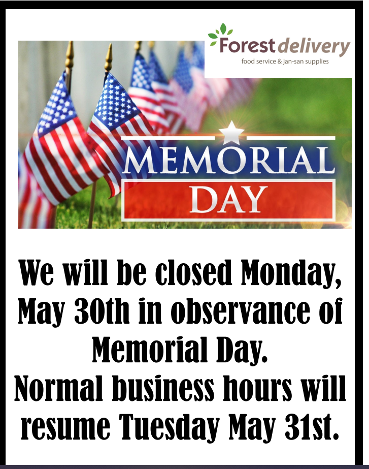 Memorial Day Closed 