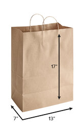 NATURAL KRAFT SHOPPING BAG
WITH TWISTED HANDLES, LARGE, 
13x7x16.5, 250/BUNDLE