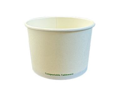 PLA LINER PAPER SOUP CUP, 8OZ, WHITE, COMPOSTABLE,