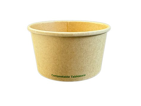 PLA LINER PAPER SOUP CUP, 12OZ, KRAFT, COMPOSTABLE,