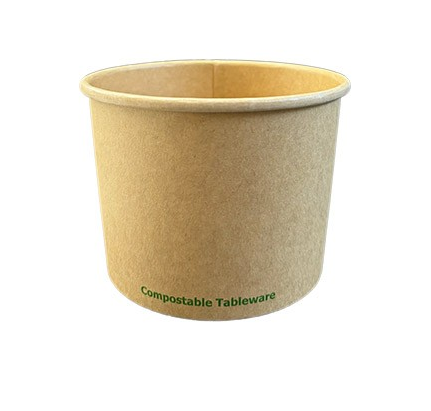 PLA LINER PAPER SOUP CUP, 16OZ, KRAFT, COMPOSTABLE,