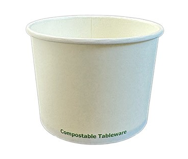 PLA LINER PAPER SOUP CUP, 16OZ, WHITE, COMPOSTABLE,