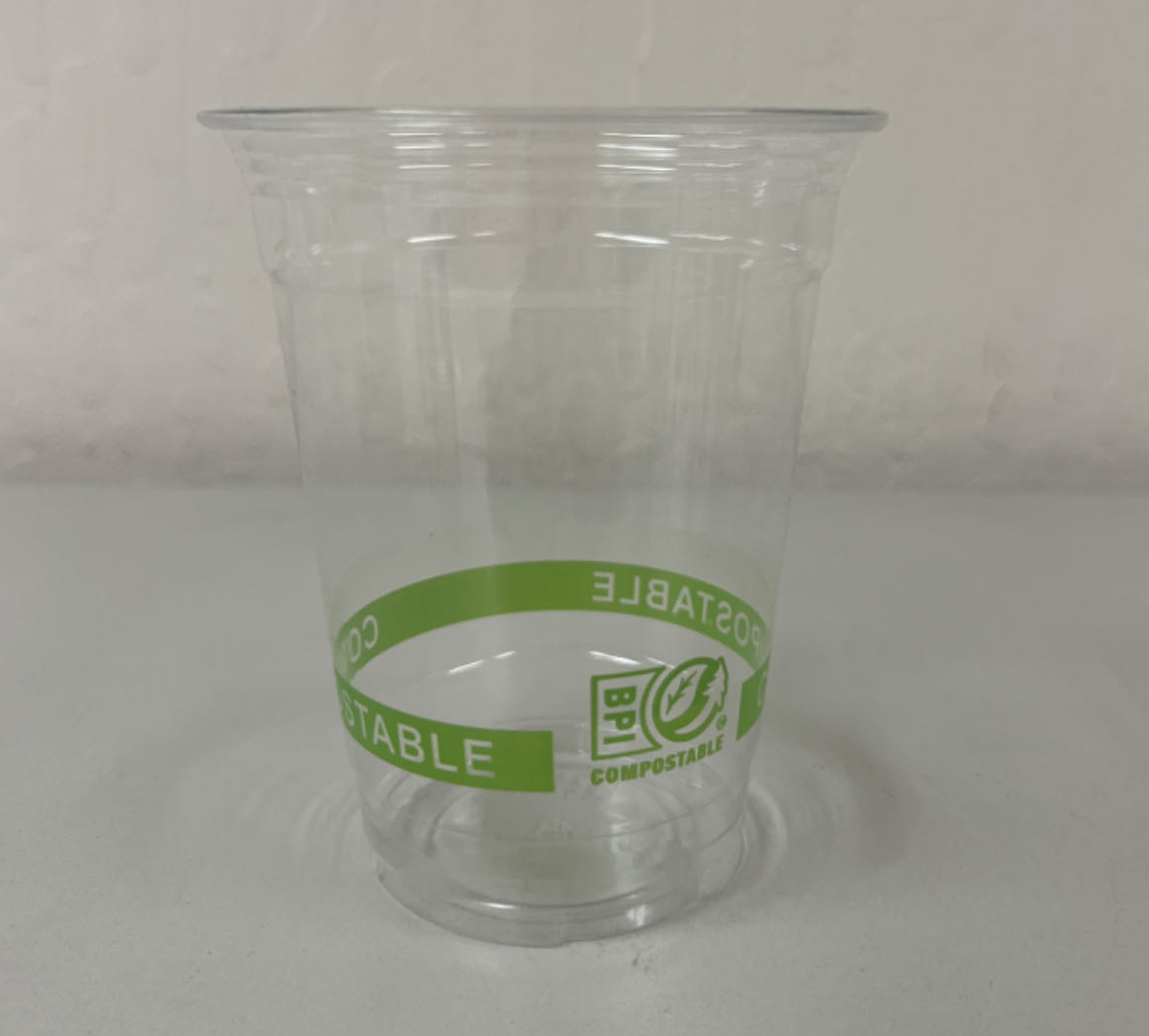 PLA-CDC16, 16OZ PLA PLASTIC CLEAR CUPS, COMPOSTABLE, 500CT