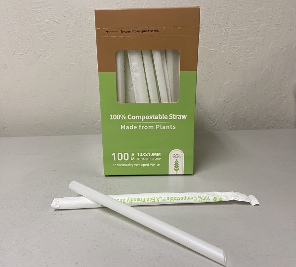 PLA BOBA STRAWS WITH PAPER WRAPPED, 12MM x 210MM, WHITE,