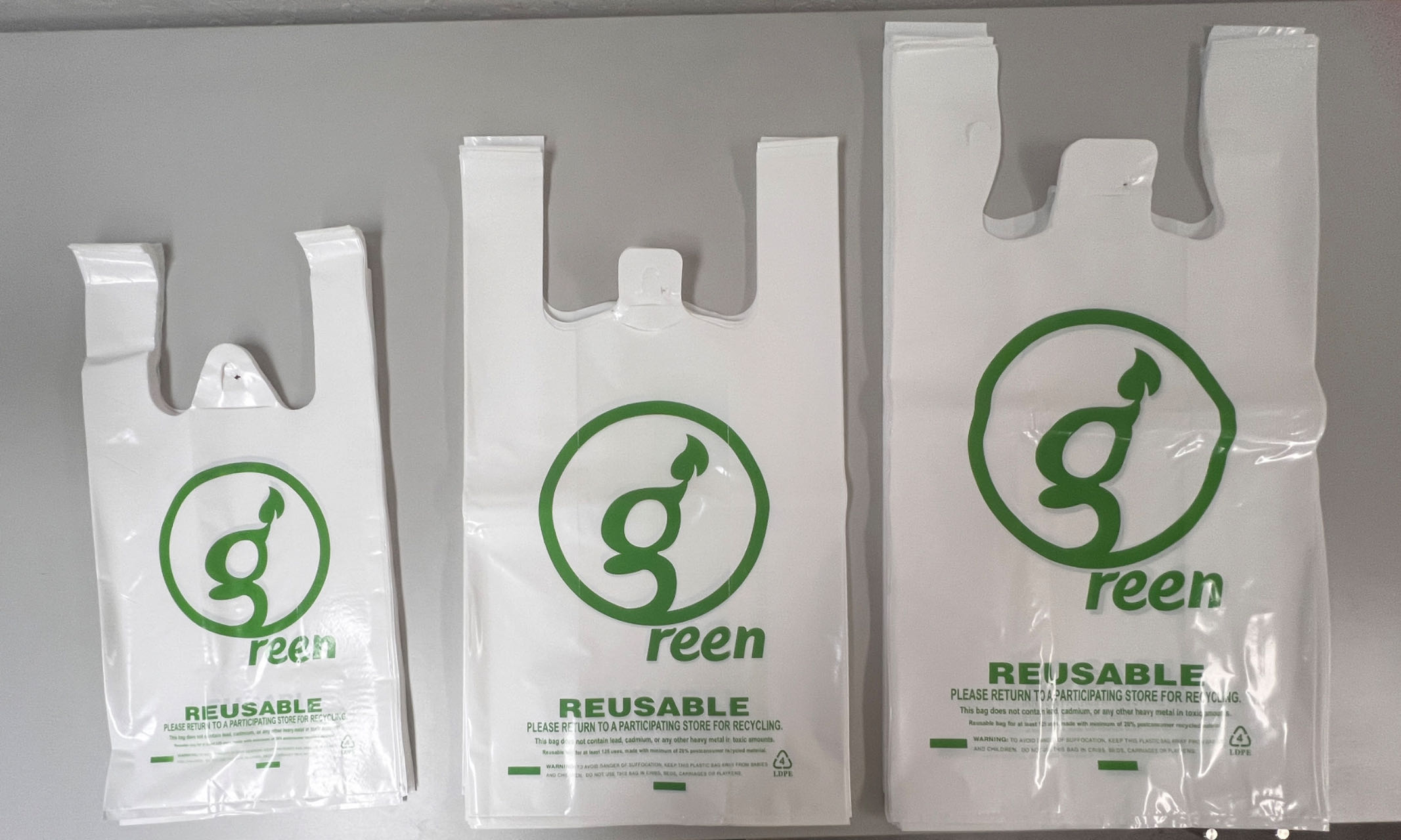 REC-SMALL, REUSABLE T-SHIRT BAG, LDPE, 8&quot;+5&quot;X16&quot;, 2.25MIL