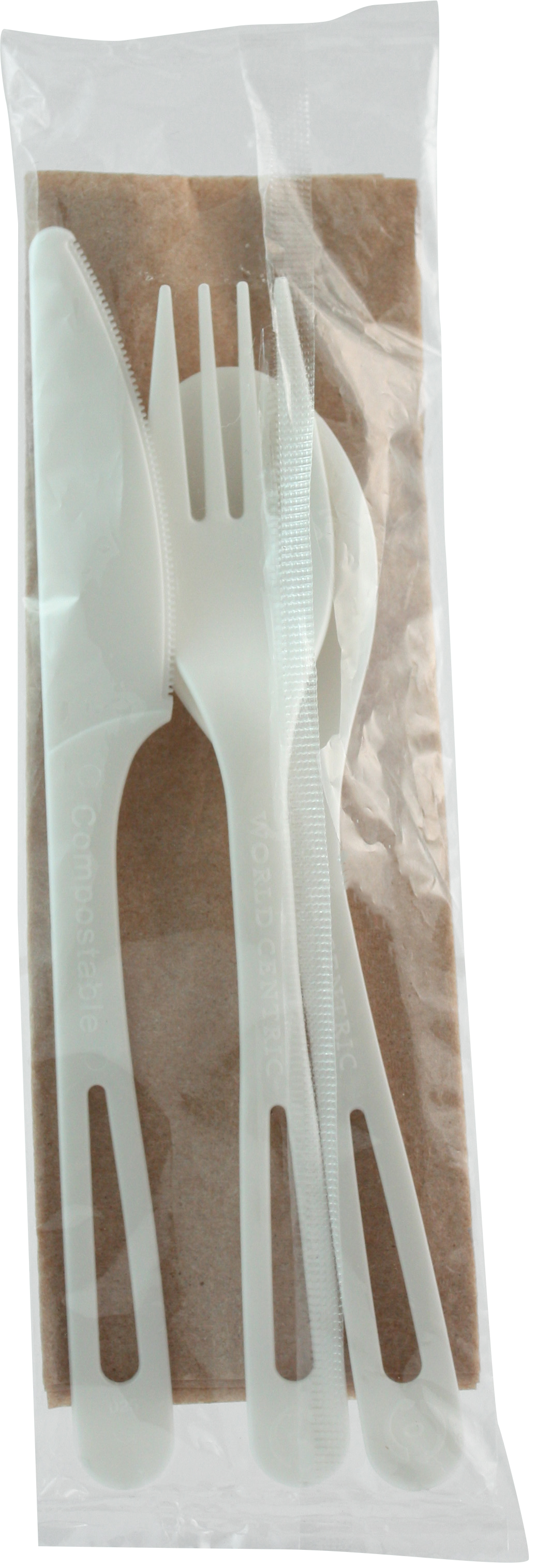 PLA COMPOSTABLE CUTLERY KIT, 6&quot;, KN, FK, SP, &amp; BEIGE